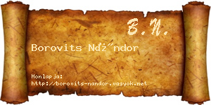 Borovits Nándor névjegykártya