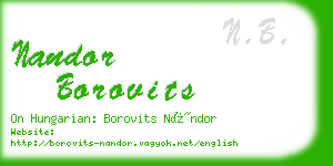 nandor borovits business card